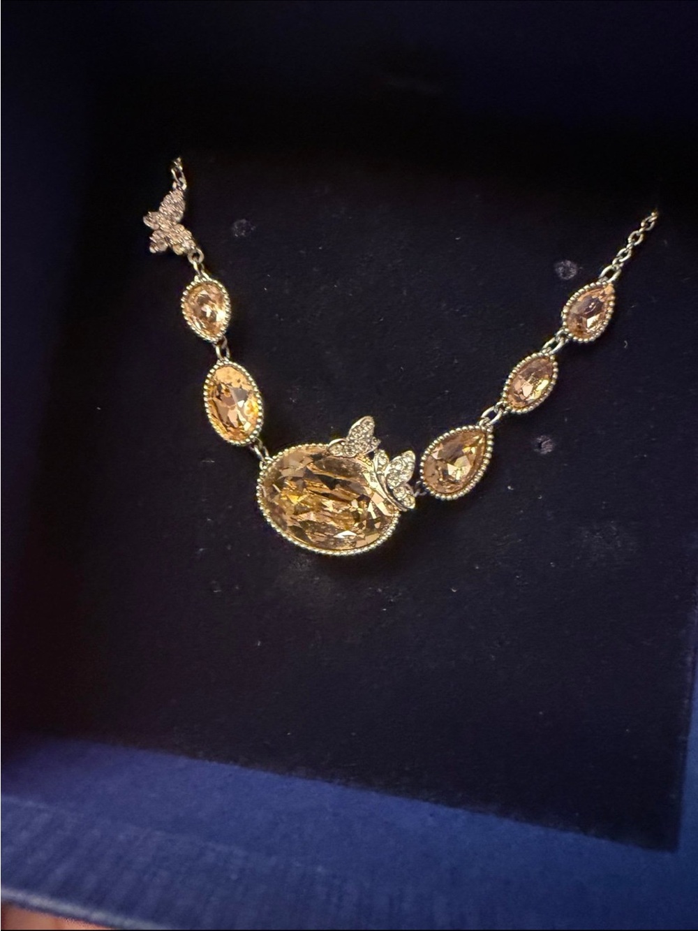 NIB Swarovski Disney Cinderella Necklace Butterfly Crystal Rhodium-5118303